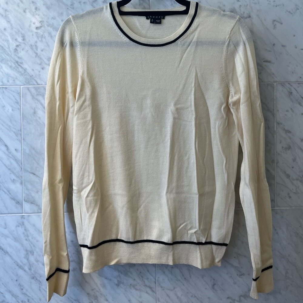 Theory Cream Cashmere Crew Neck - Size S
